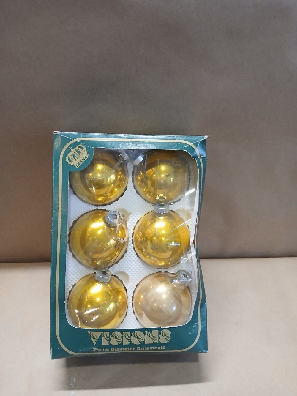 Christmas Vision Glass Ornament Balls Vintage Golden Holidays Decor FAST SHIPPIN